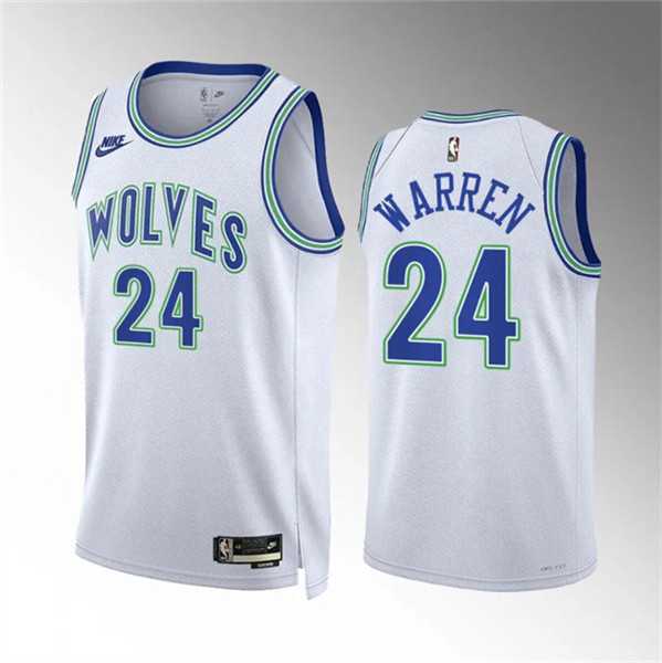 Mens Minnesota Timberwolves #24 Tj Warren White 2023-24 Classic Edition Stitched Jersey Dzhi